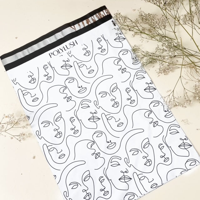 Abstract Line Faces Poly Mailers