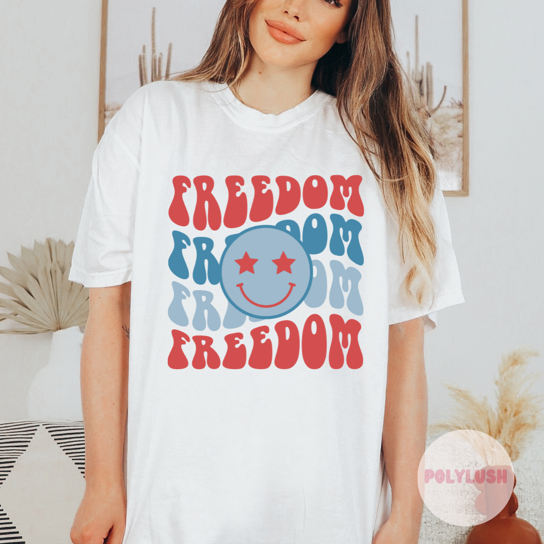Freedom Freedom Freedom, Smiley DTF Transfer – Polylush
