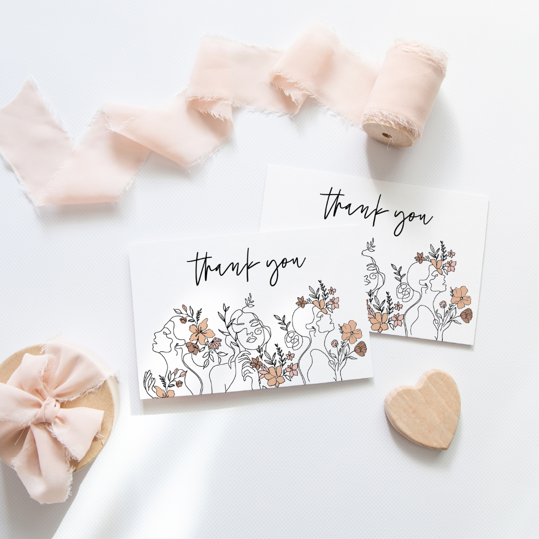 50 Floral Faces Thank You Cards – Polylush